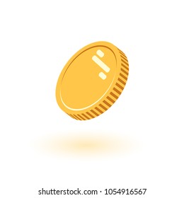 Coins vector illustration, icon flat finance heap, dollar coin pile. Golden money , gold piece isolated on white background - flat style.