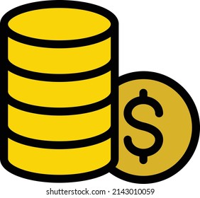 coins Vector illustration on a transparent background.Premium quality symmbols.Stroke vector icon for concept and graphic design.