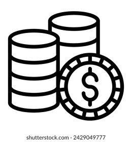 Coins Vector Line Icon Design