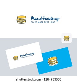 Coins  vector logotype with business card template. Elegant corporate identity. - Vector
