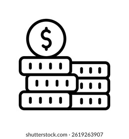 Coins Vector outline icon. Eps10 file 