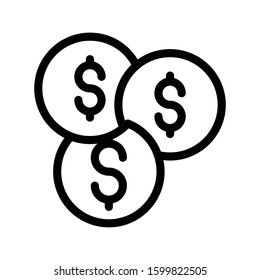 coins vector thin line icon 