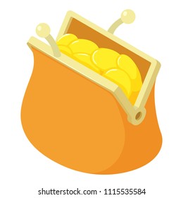 Coins wallet icon. Isometric of coins wallet vector icon for web design isolated on white background