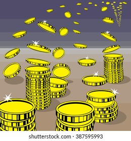 The coins, which fly away. Graphic concept on fast money spent.
