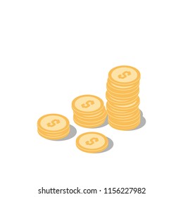 Coins in white background. Vector isolated.