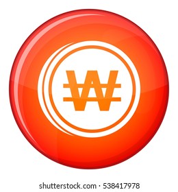 Coins won icon in red circle isolated on white background vector illustration