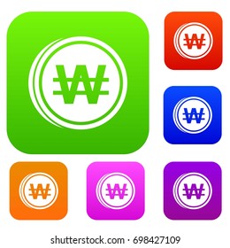 Coins won set icon in different colors isolated vector illustration. Premium collection