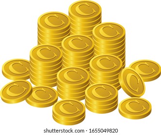 Coins, die als C geschrieben sind, stapeln