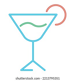 cokctail cup neon style icon