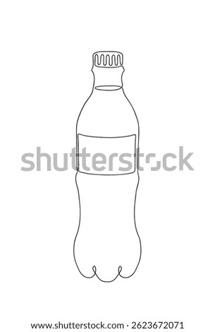 Coke bottle. Continuous line style ecology concept. Vector illustration.