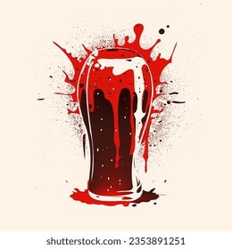 Coke glass art, design on clothing. Street art style with spray texture on background. Vector EPS 10