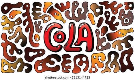 Coke Themed Abstract Doodle Pattern, Symbolizing Liquid Movements, Drops and Bubbles