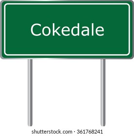 Cokedale , Colorado , road sign green vector illustration, road table, USA city