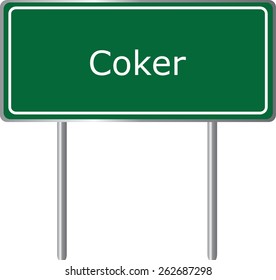 Coker, Alabama, road sign green vector illustration, road table, USA city