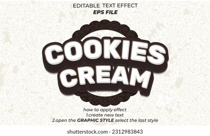 cokies cream text effect, font editable, typography, 3d text 