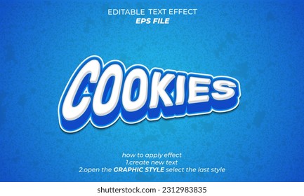 cokkies text effect, font editable, typography, 3d text 