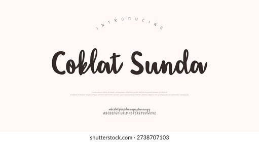 Coklat Sunda, Script alphabet letters font logo. Typography luxury classic lettering serif italic fonts decorative wedding vintage retro logos. vector illustration
