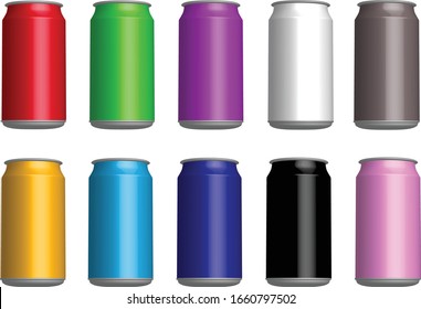 Cola, Beer Metal Bottle 3D Vector Object Package