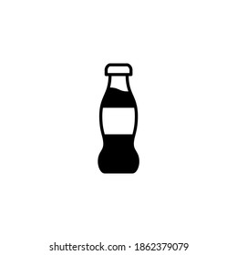 Cola, beverage bottle, juice icon, symbol in solid black flat shape, isolated on white background