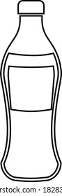 Cola bottle contour isolated on white background. Vector black and white illustration. Great for labels, menus, posters, banners, vouchers, coupons, business promotion and more.