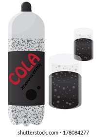 Cola Bottle with Glasses