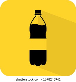 Cola bottle icon. soda plastic glass with label flat vector. Drinks sweet. Energy soft drink.