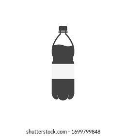 Icono de botella de Cola. vidrio de plástico sosa con vectorial plano de etiqueta. Bebe dulce. Bebida refrescante energética. Ilustración en blanco y negro. Logotipo de marca de servicio de productos. Cartel, etiqueta, pancarta. Signo de aplicación.