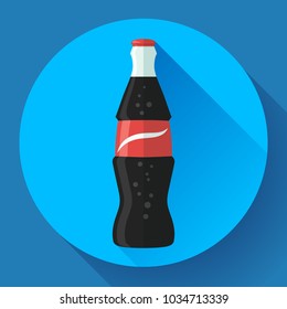 cola bottle icon soda bottle with red lable flat vector cola icon