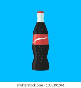 cola bottle icon soda bottle with red lable flat vector cola icon