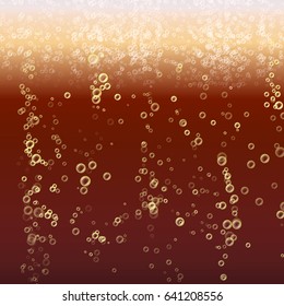Cola Bubbles Vector Background. Dark Soda Droplets Background. Fizzy Water