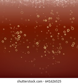 Cola Bubbles Vector Background. Dark Soda Droplets Background. Fizzy Water