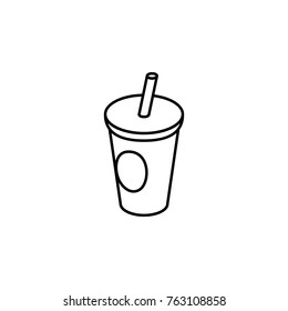 cola cup line icon on white background