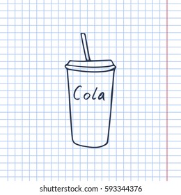 cola in the cup vector doodle illustration