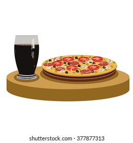 Cola and delicious pizza