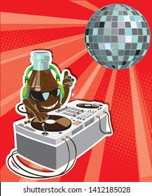 Cola dj dancing cartoon vector
