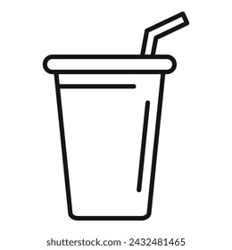 Cola drink glass icon outline vector. Container snack box. Motion lunch