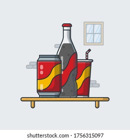 Cola Drink Vector Icon Illustration. Breakfast Time. Flat Cartoon Style Suitable for Web Landing Page, Banner, Flyer, Sticker