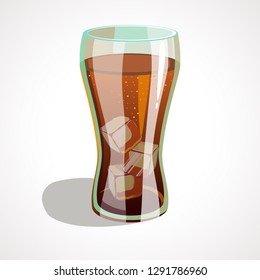 Cola glass with ice cubes isolated. Vector illustration