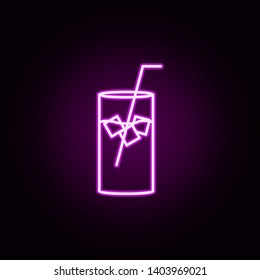 cola glass ice neon icon. Elements of fast food set. Simple icon for websites, web design, mobile app, info graphics