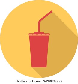 Cola in a glass with a straw, icon of cola in a plastic cup. Vector illustration. Vector.