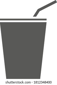 Cola glass with straw isolated on white background. Vector black and white illustration. Great for labels, menus, posters, banners, vouchers, coupons, business promotion and more.