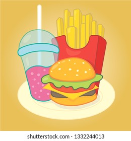 cola hamburger and french fries