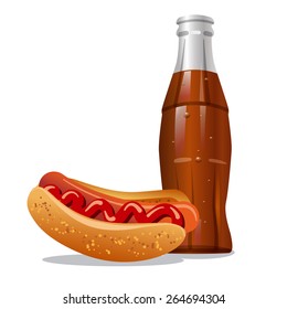cola and hotdog