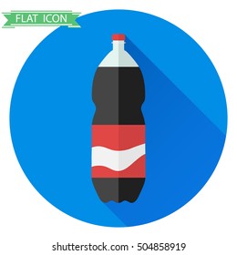 Cola, icon cola, bottle of water. Flat design, vector.