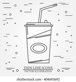 Cola icon.Vector thin line icon cola. For web design and application interface, also useful for infographics. Vector dark grey. Cola icon sign. Cola icon image. 