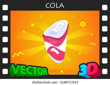 Icono de diseño isométrico de Cola. Ilustración web de vectores. 3.ª colorida concepción