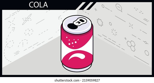 Cola isometric design icon. Vector web illustration. 3d colorful concept