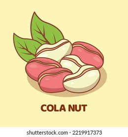 Cola nut cartoon vector icon illustration isolated