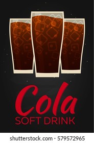 Cola poster. Soft drink. Vector flat illustration