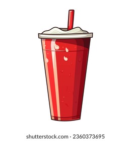 Cola in a red striped cup with a lid and a straw. Cold drink with ice, drops of condensate on the cup, beverage, takeaway, fast food, carbonated, coke, cocktail